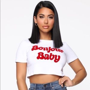 Fashion Nova Bonjour Crop Top 🤍